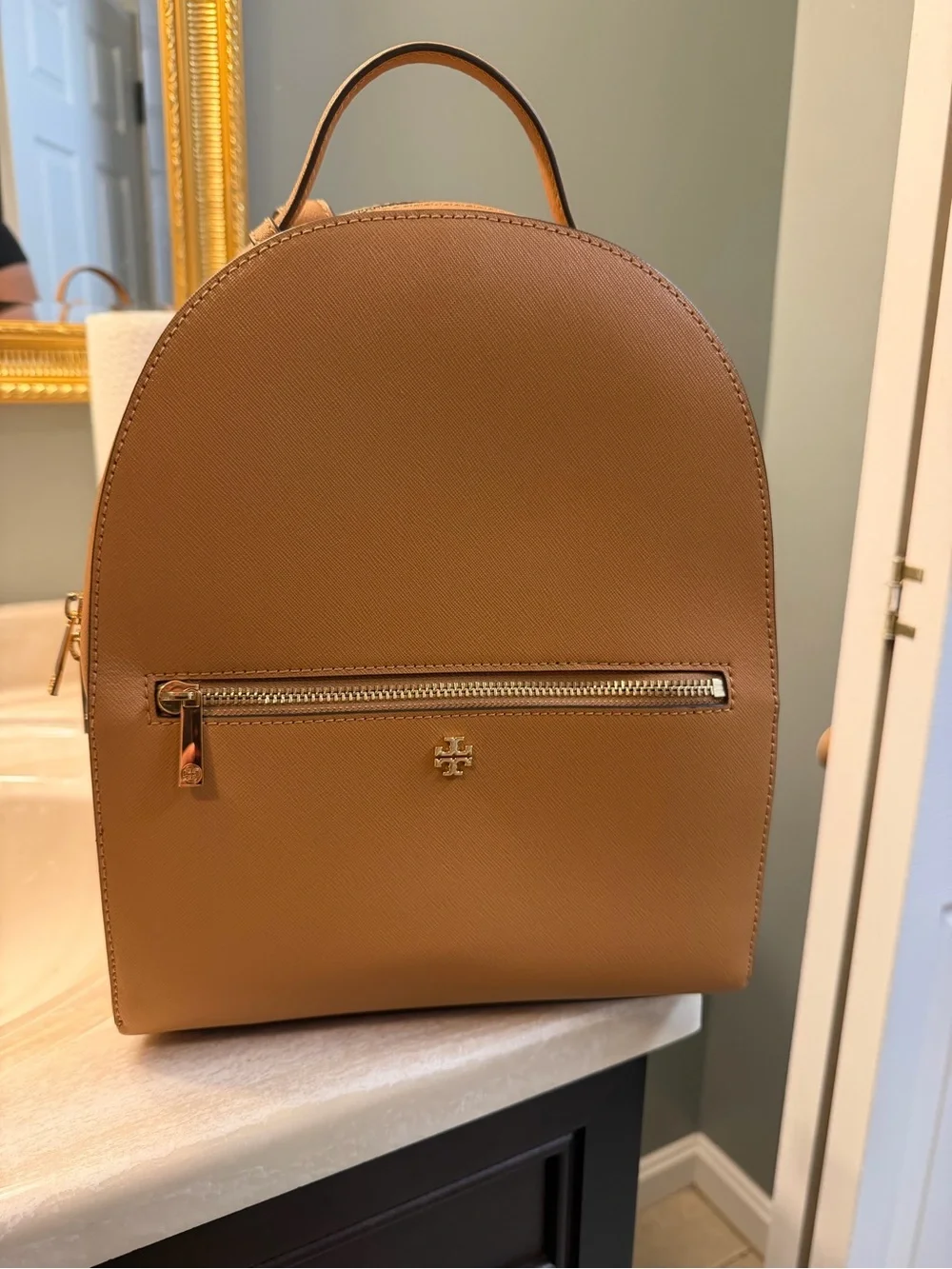 Tory Burch Caramel Tan Saffiano Leather Backpack